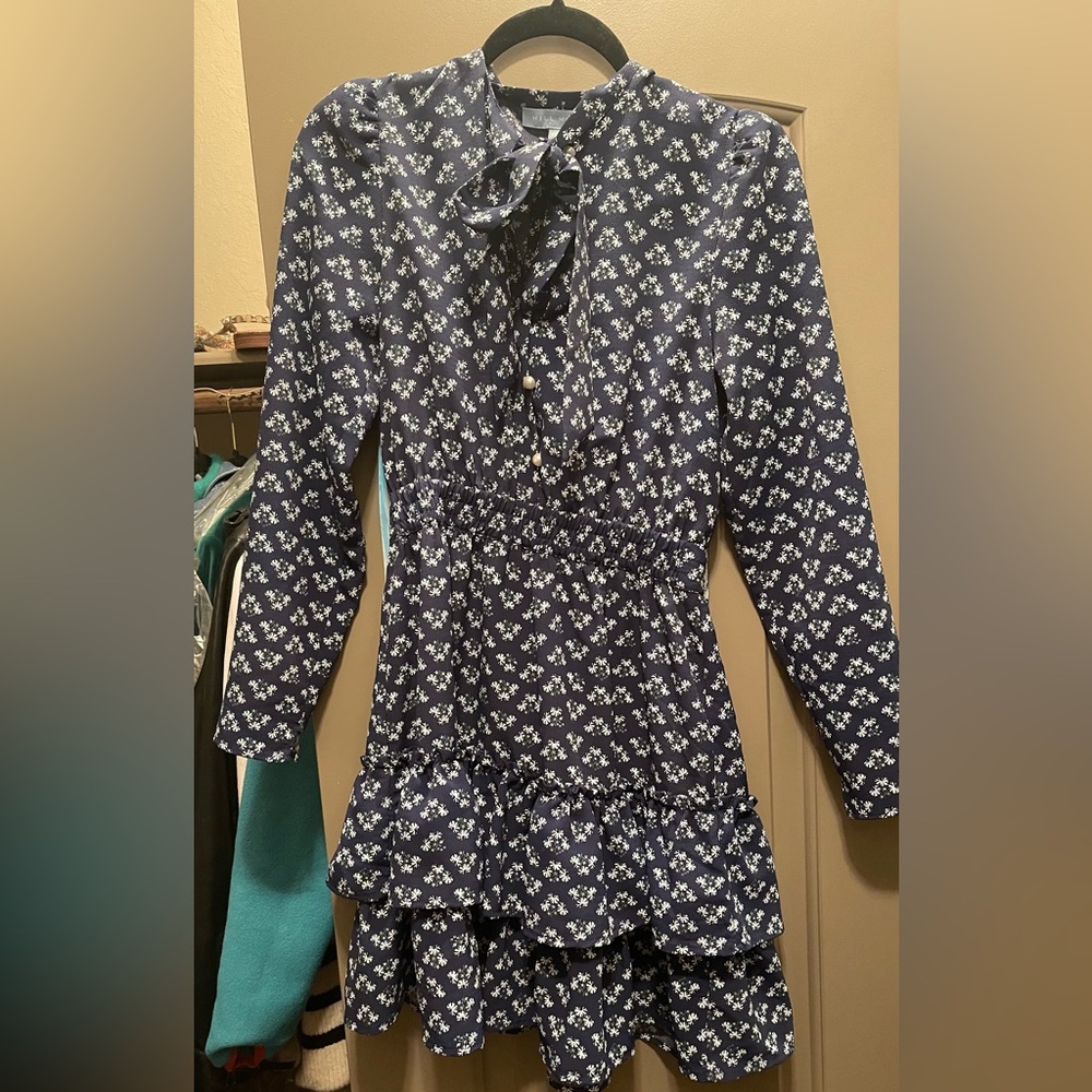 Hill House Navy Floral Long-Sleeve Casual Dress